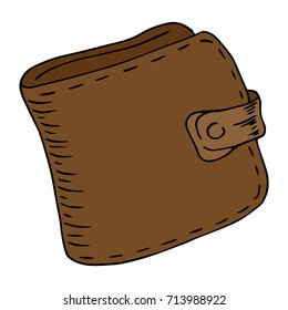 Stitched purse. Leather wallet. Vector illustration.