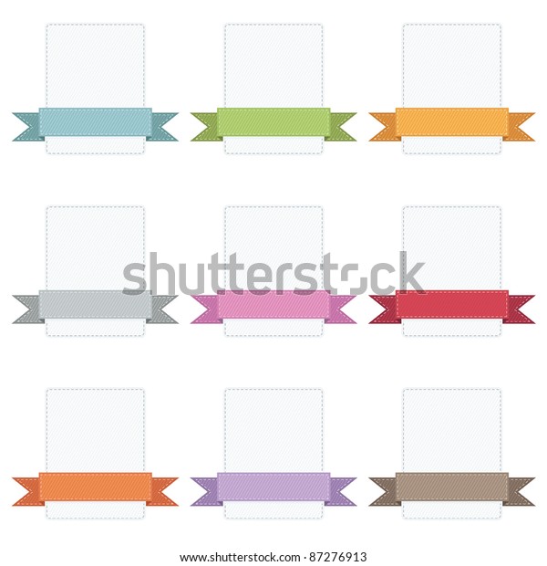 Download Stitched Ribbons On Blank Badges Isolated Stock Vector (Royalty Free) 87276913