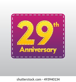 stitched or sew letters themes 29th anniversary for kids, shop, business, and event 