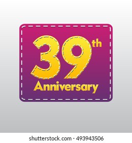 stitched or sew letters themes 39th anniversary for kids, shop, business, and event 