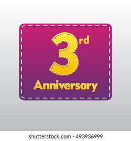 stitched or sew letters themes 3rd anniversary for kids, shop, business, and event 