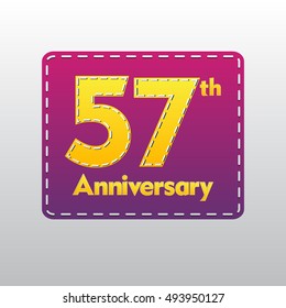 stitched or sew letters themes 57th anniversary for kids, shop, business, and event 