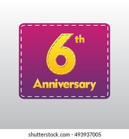 stitched or sew letters themes 6th anniversary for kids, shop, business, and event 