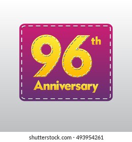 stitched or sew letters themes 96th anniversary for kids, shop, business, and event 