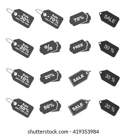 Stitched tags, Discount tag icons, vector