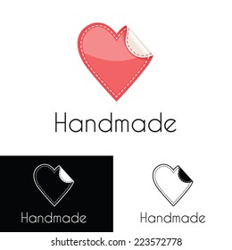 Stitched textile heart vector logo
