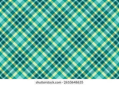 Stitched texture background seamless, tone fabric tartan plaid. Infinity pattern textile check vector in teal and light colors palette.