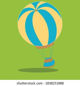 stitched transport hot air balloon design vector illustration