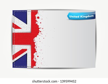 Stitched United Kingdom flag with grunge paper frame for your text. (Vector EPS10)