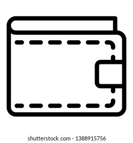 Stitched wallet icon. Outline stitched wallet vector icon for web design isolated on white background