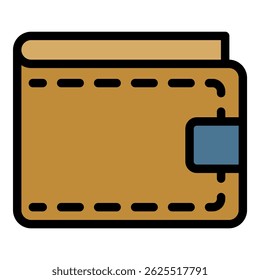 Ícone de wallet costurado. Contorno costurado wallet ícone vetor cor plana isolado