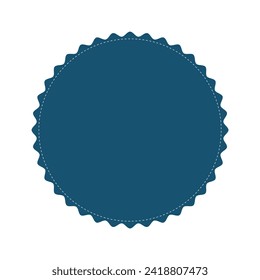 Stitched zig-zag circle collection in blue color. Circle with sharp and rounded waves edge. Sale and big set of blue zig-zag circle sticker, Sale and discount template sticker.