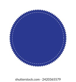 stitched zig-zag circle collection in blue color. circle with sharp and rounded waves edge. sale and big set of blue zig-zag circle sticker, sale and discount template sticker.eps10