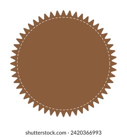 Stitched zig-zag circle collection in brown color. Circle with sharp and rounded waves edge. Sale and big set of brown zig-zag circle sticker, Sale and discount template sticker.eps10
