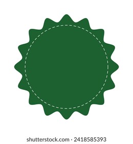 Stitched zig-zag circle collection in green color. Circle with sharp and rounded waves edge. Sale and big set of green zig-zag circle sticker, Sale and discount template sticker.