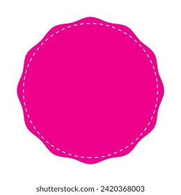 stitched zig-zag circle collection in pink color. circle with sharp and rounded waves edge. sale and big set of pink zig-zag circle sticker, sale and discount template sticker.eps10