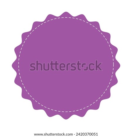 Stitched zig-zag circle collection in purple color. Circle with sharp and rounded waves edge. Sale and big set of purple zig-zag circle sticker, Sale and discount template sticker.eps10