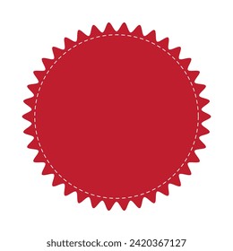 Stitched zig-zag circle collection in red color. Circle with sharp and rounded waves edge. Sale and big set of red zig-zag circle sticker, Sale and discount template sticker.eps10