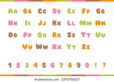 Stitches alphabet in cartoon style