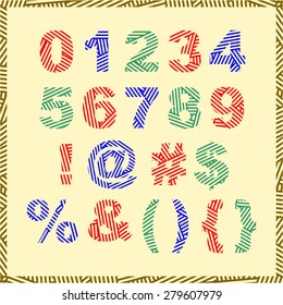 stitches bold numbers symbols red green blue