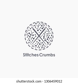 stitches and crumb logo icon vector template on white background