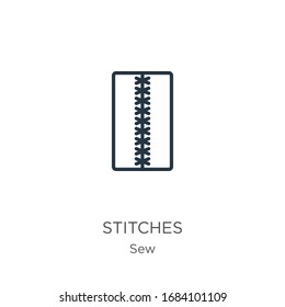 Stitches icon. Thin linear stitches outline icon isolated on white background from sew collection. Line vector sign, symbol for web and mobile