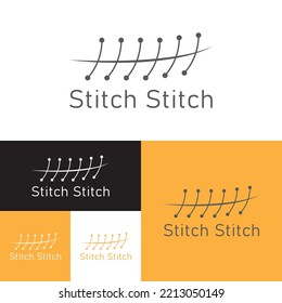 Stitches Logo. Yellow , black and White color. Vector Illustration. Abstract textile logo template.Textile Mark. Simple and minimal.