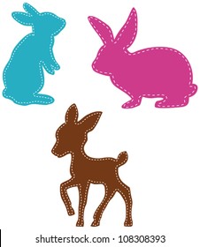 stitches on deer and easter bunnies
