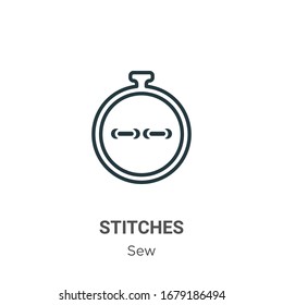 Stitches outline vector icon. Thin line black stitches icon, flat vector simple element illustration from editable sew concept isolated stroke on white background
