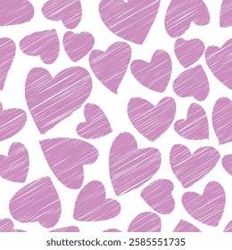 stitching hearts seamless pattern pink fabric design