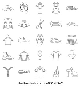 Stitching icons set. Outline set of 25 stitching vector icons for web isolated on white background