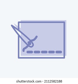 Stitching Lines Icon in trendy two tone style isolated on soft blue background
