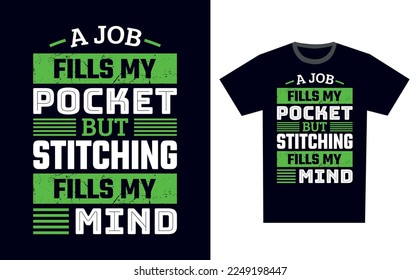 Stitching T Shirt Design Template Vector