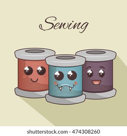 stitching yarns character icon vector illustration graphic