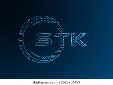 STK Low-Poly-Buchstaben-Logo, Vektordesign. STK-Logo-Design mit niedrigem Poly-Hintergrund. Low-Poly-Logo