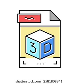 stl 3d file color icon vector. stl 3d file sign. isolated symbol illustration