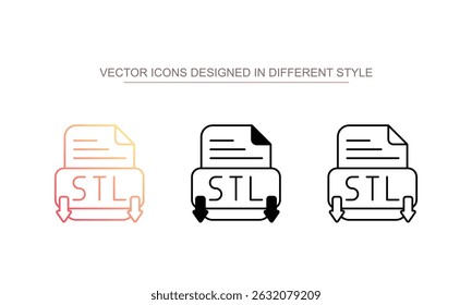 Design de ícone de download Stl com ilustração de estoque de fundo branco