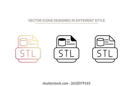 Stl File Extension icon design with white background stock illustration