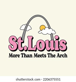 St.Louis Missouri Retro Vector Illustration Text with Icons