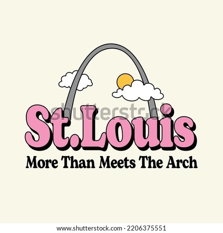 St.Louis Missouri Retro Vector Illustration Text with Icons