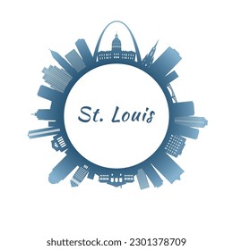 St.Louis skyline with colorful buildings. Circular style. Stock vector illustration.