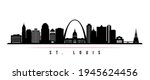 St.Louis skyline horizontal banner. Black and white silhouette of St.Louis, Missouri. Vector template for your design. 