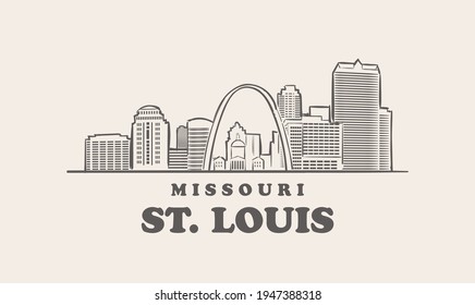 St.Louis skyline, missouri drawn sketch