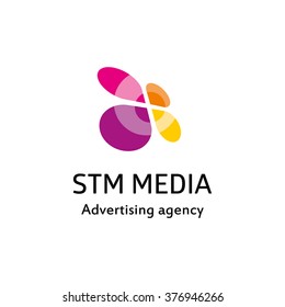 STM Media - Logo Design Vector Template For Advertising Agency. Creative Logotype Icon.