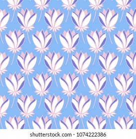 Stmmetrical floral seamless vector pattern. Beautiful abstract flowers in pastel colors.