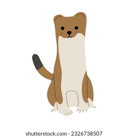 Stoats,ermine and weasels cute Single 20 on a white background, vector illustration. 