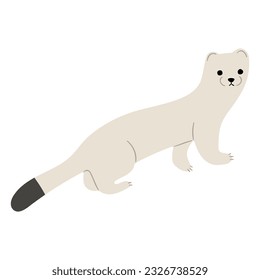 Stoats,ermine and weasels cute Single 22 on a white background, vector illustration. 