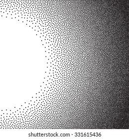 Stochastic raster halftone gradient print, black and white