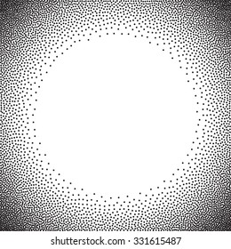 Stochastic raster halftone gradient print, black and white