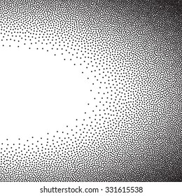 Stochastic raster halftone gradient print, black and white